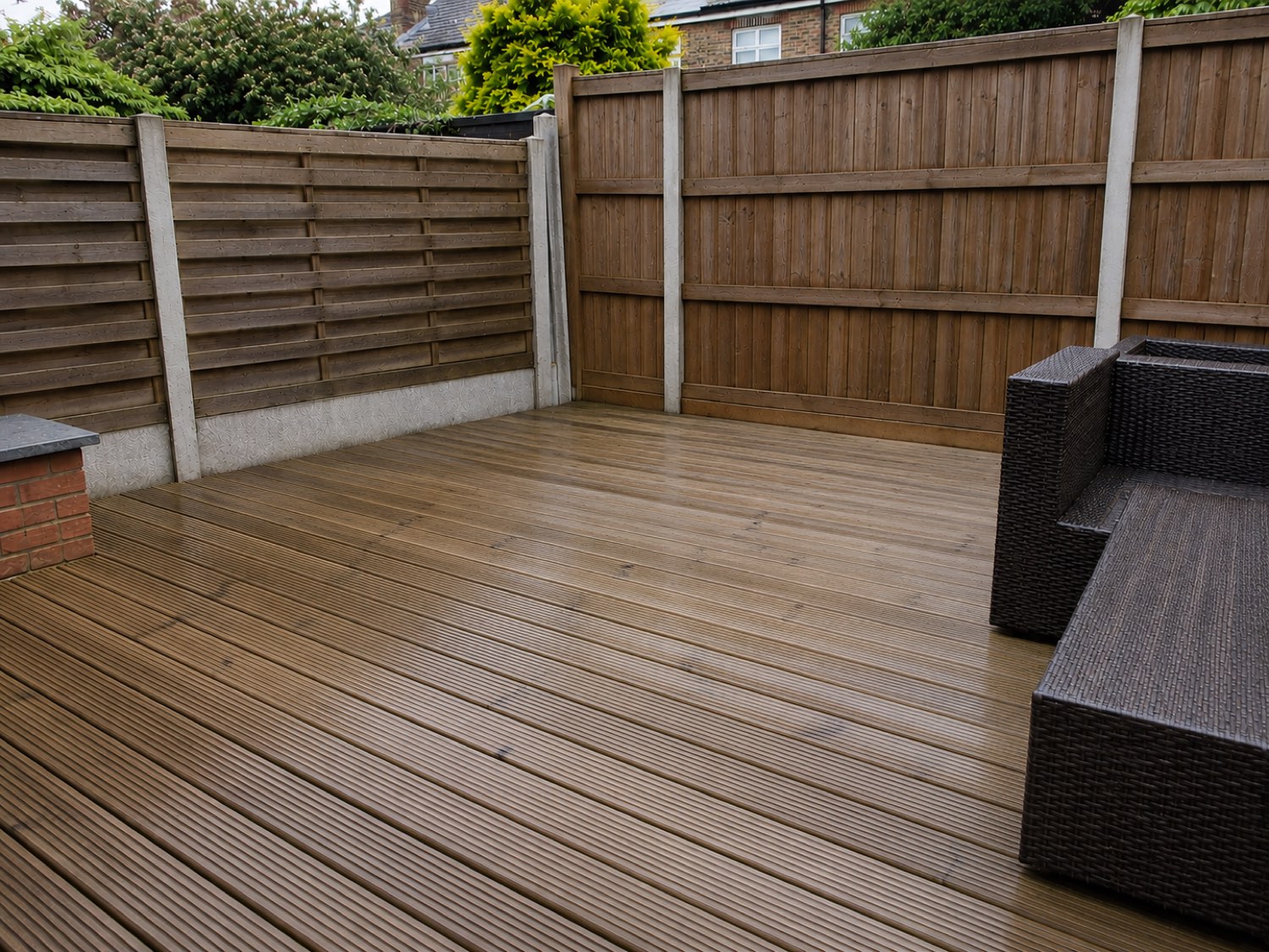 Freshly cleaned timber decking and balcony